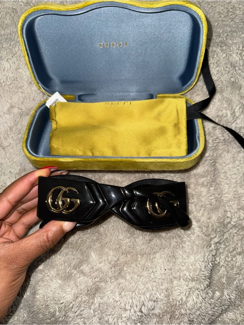 Gucci Black Sunglasses with Gold GG Logos